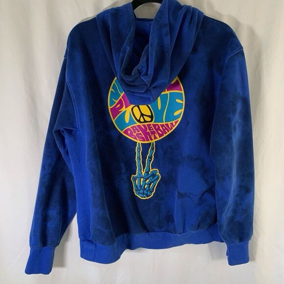 Nike Peace Love Basketball Hoodie Men's Medium Blue Tie Dye Drawstring Pullover - Picture 8 of 10